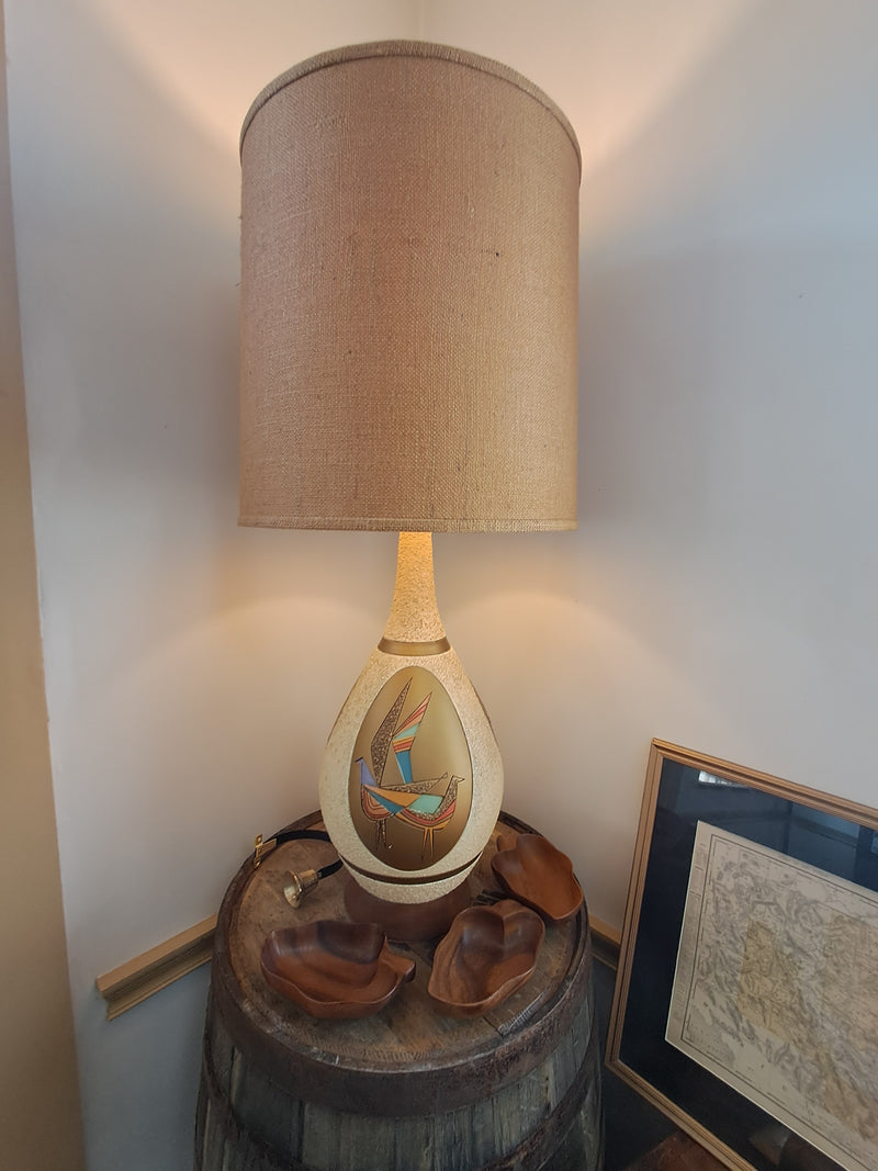 Large MCM Lamp with Bird Graphics
