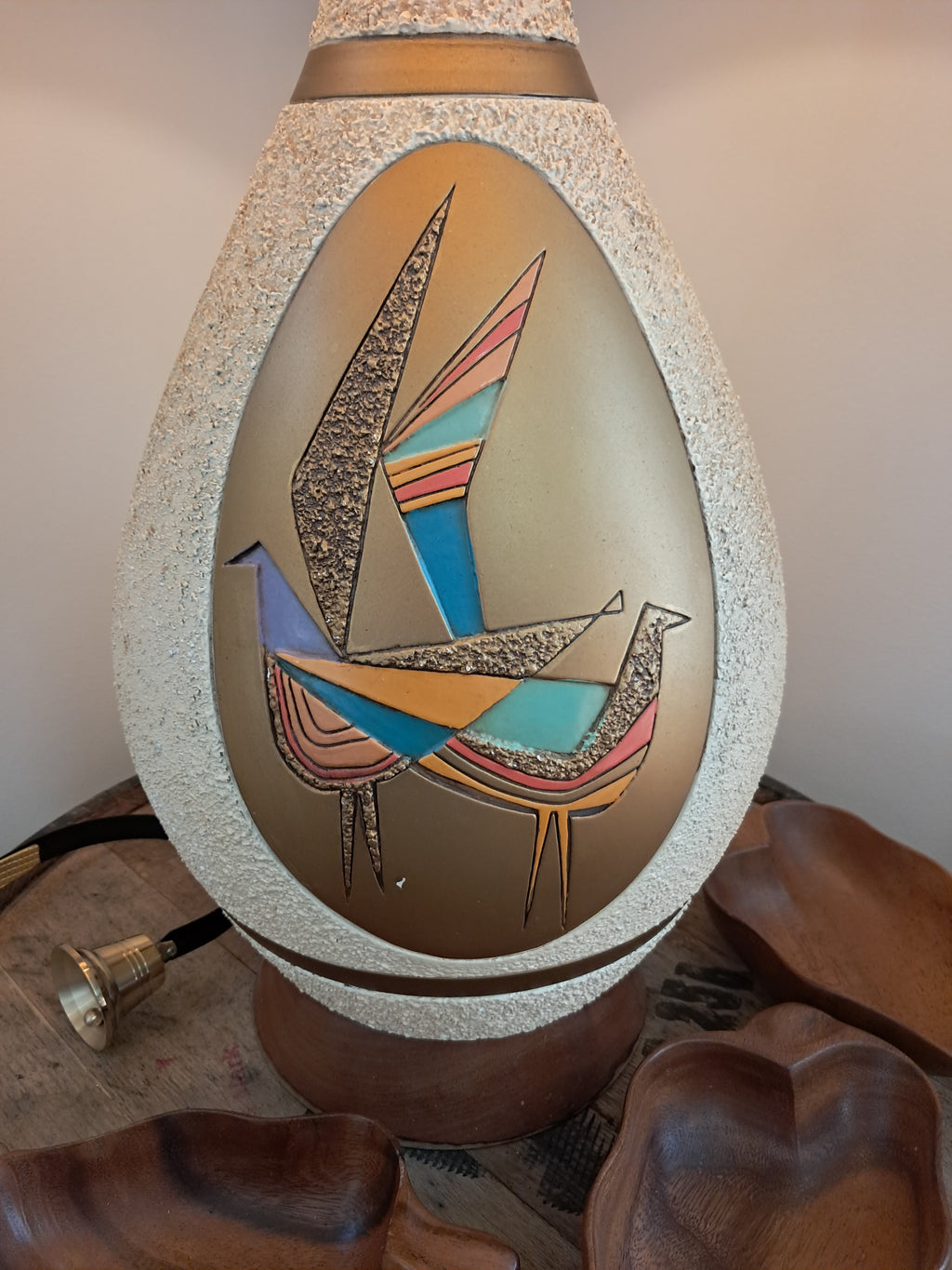 Large MCM Lamp with Bird Graphics