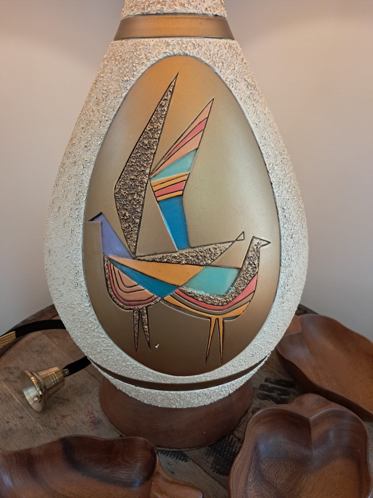 Large MCM Lamp with Bird Graphics