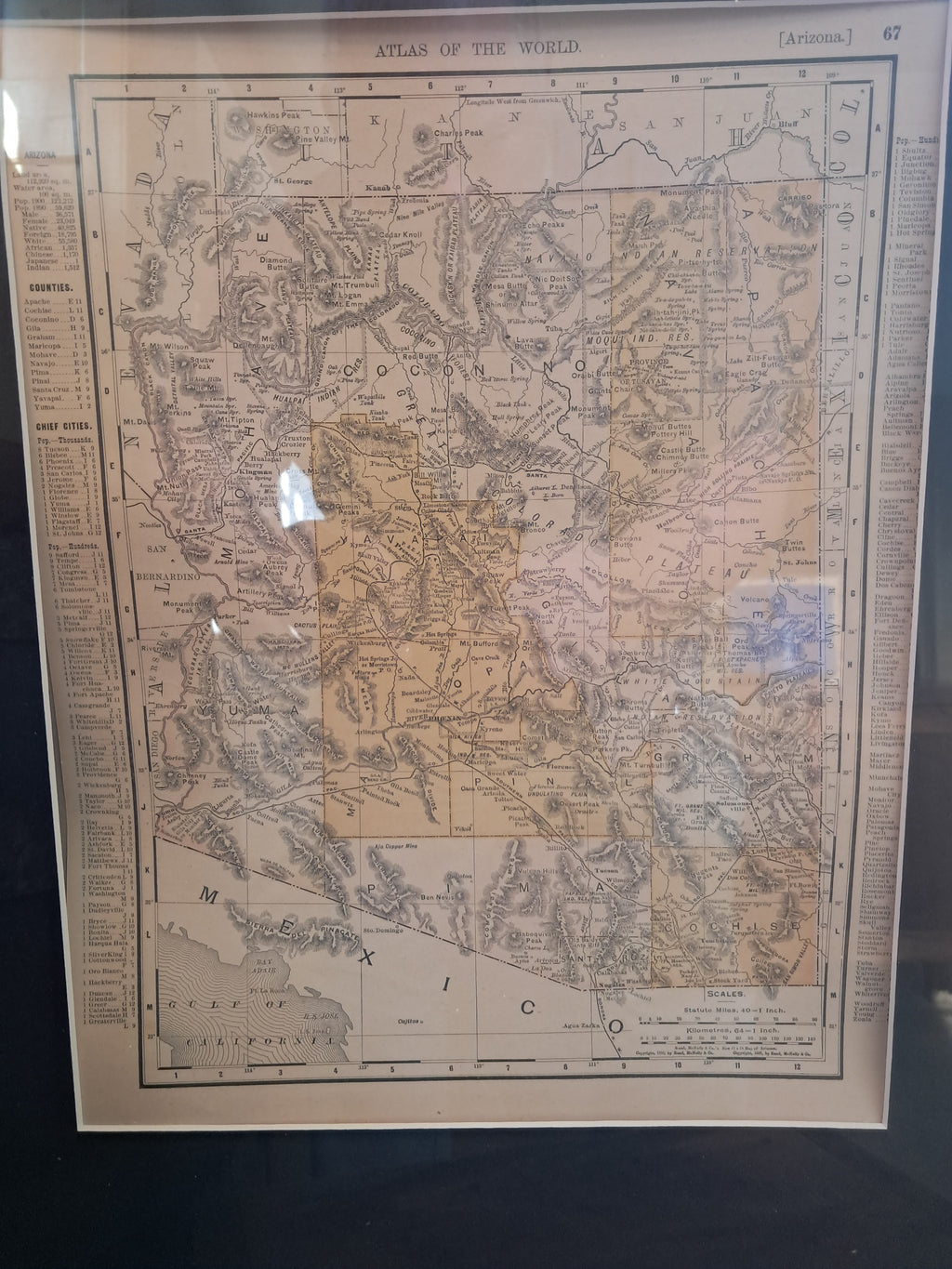 Arizona Map, framed